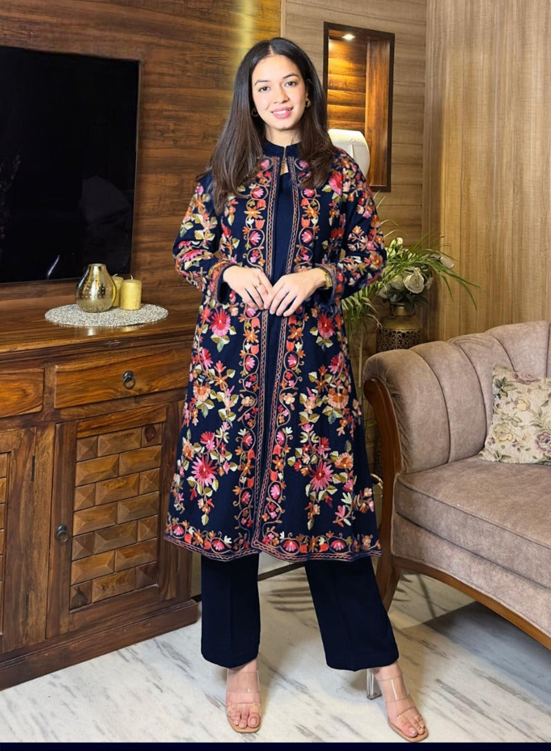 Front Full Heavy Embroidered Gown With Sleeveless Inner And Trouser 3Piece