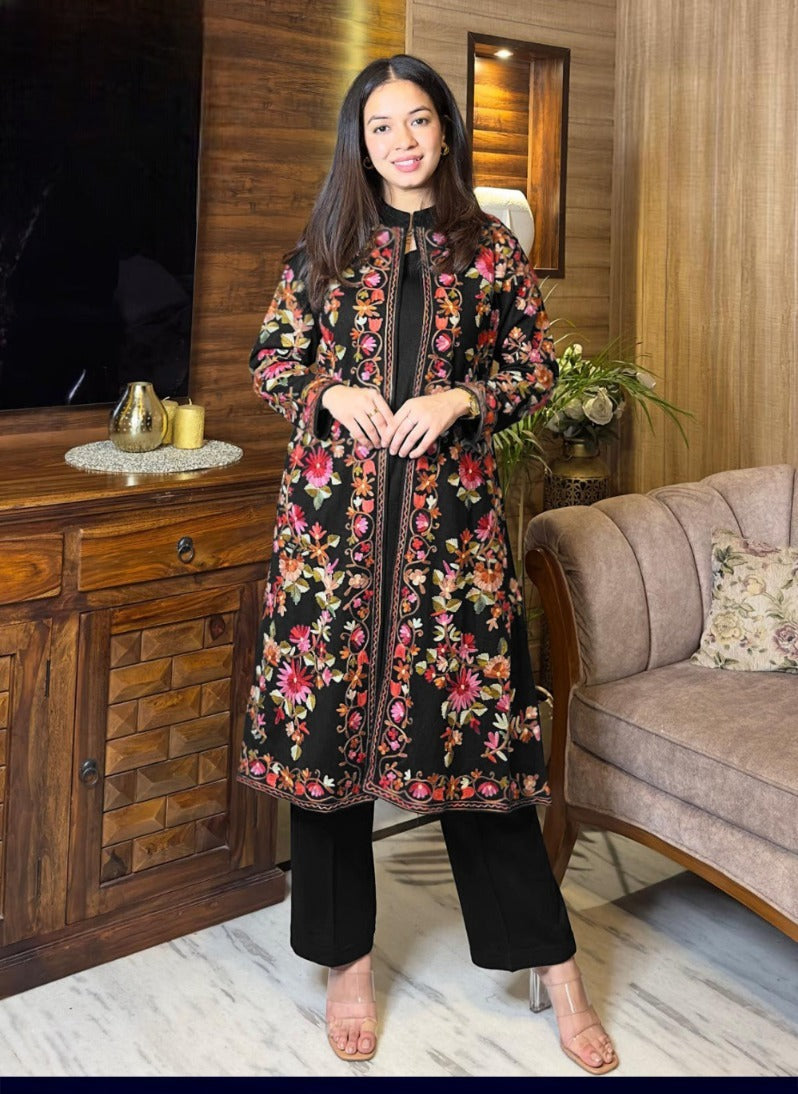 Front Full Heavy Embroidered Gown With Sleeveless Inner And Trouser 3Piece